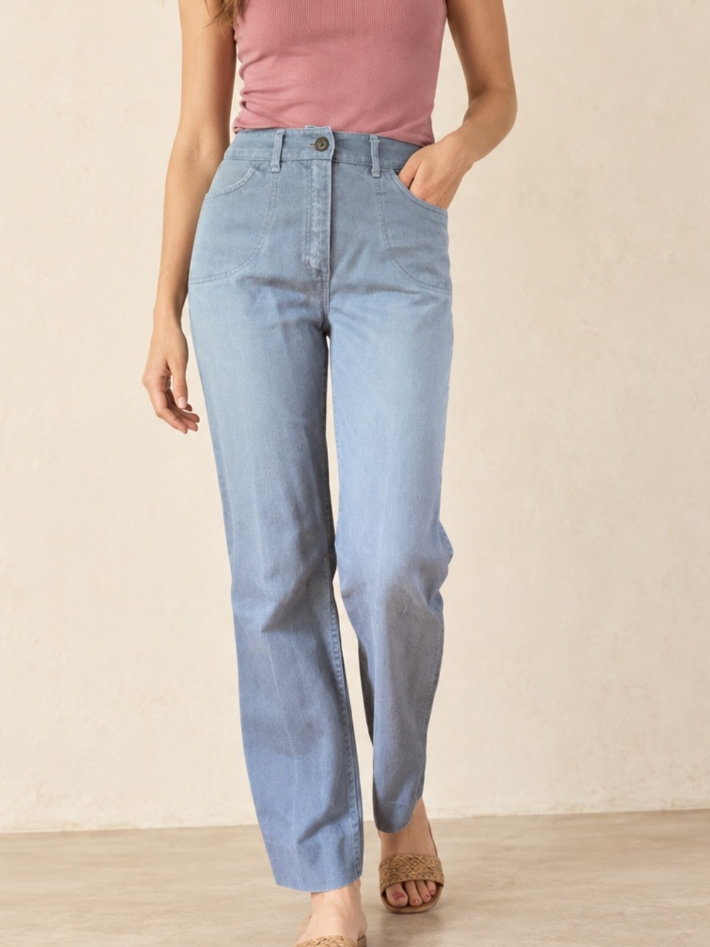 Vintage Late 70’s Pierre Cardin Sportif Light Blue High-Waist Pants Jeans